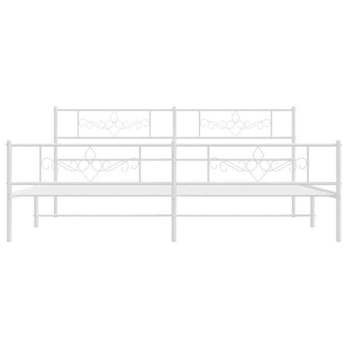 Bettgestell mit Kopf- und Fußteil Metall Weiß 180x200 cm