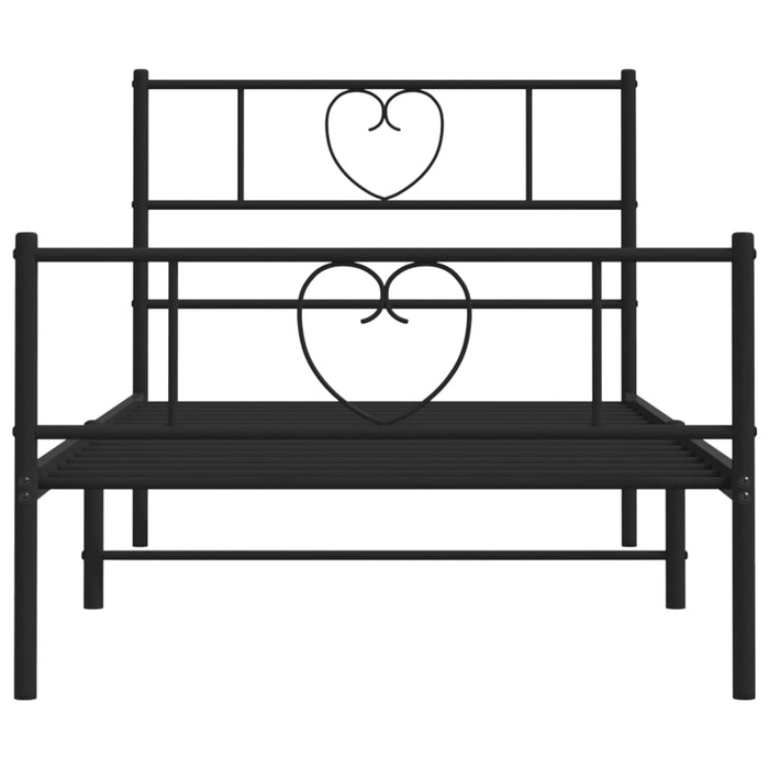 Bettgestell mit Kopf- und Fußteil Metall Schwarz 90x190 cm