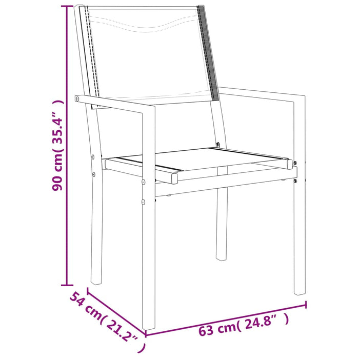 5-tlg. Garten-Essgruppe Schwarz Stahl und Textilene