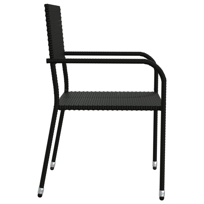 5-tlg. Garten-Essgruppe Schwarz Poly Rattan und Stahl