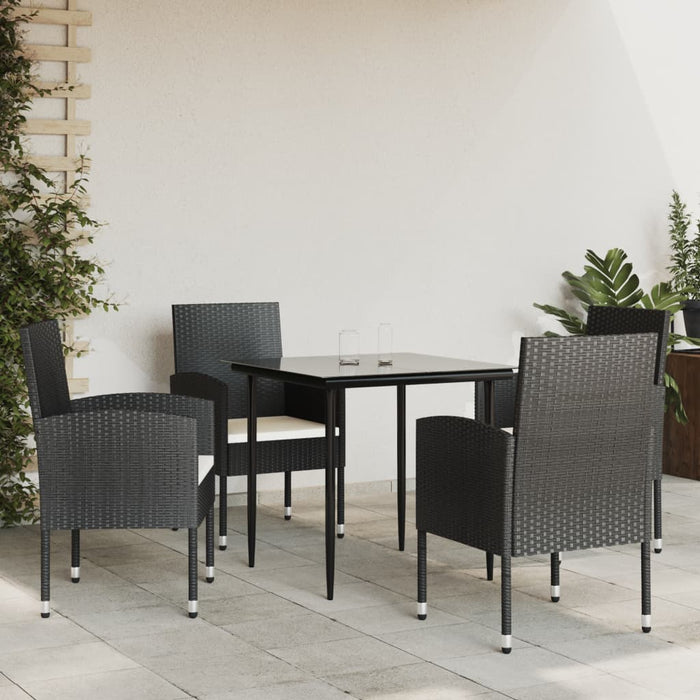 5-tlg. Garten-Essgruppe Schwarz Poly Rattan und Stahl