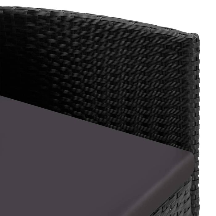 7-tlg. Garten-Essgruppe Schwarz Poly Rattan und Stahl