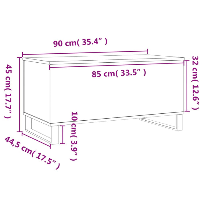 Couchtisch Räuchereiche 90x44,5x45 cm Holzwerkstoff