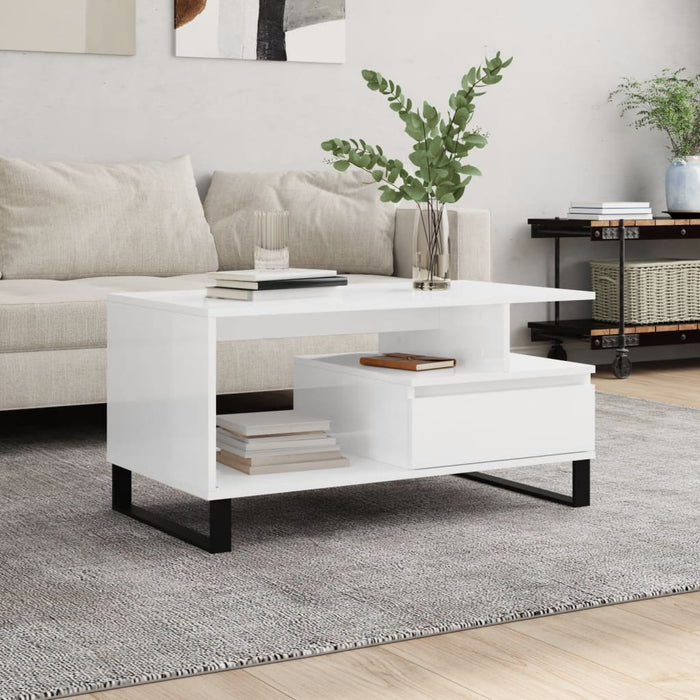 Couchtisch Hochglanz-Weiß 90x49x45 cm Holzwerkstoff