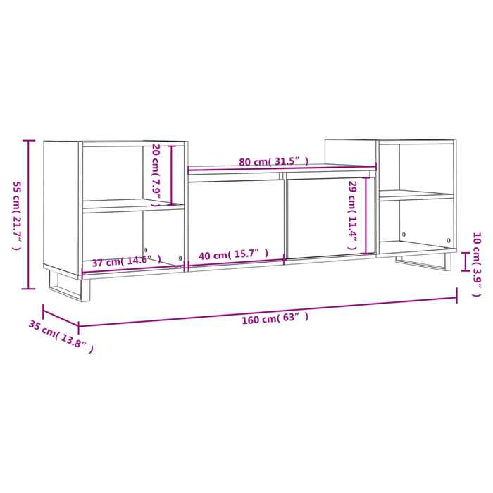 TV-Schrank Räuchereiche 160x35x55 cm Holzwerkstoff