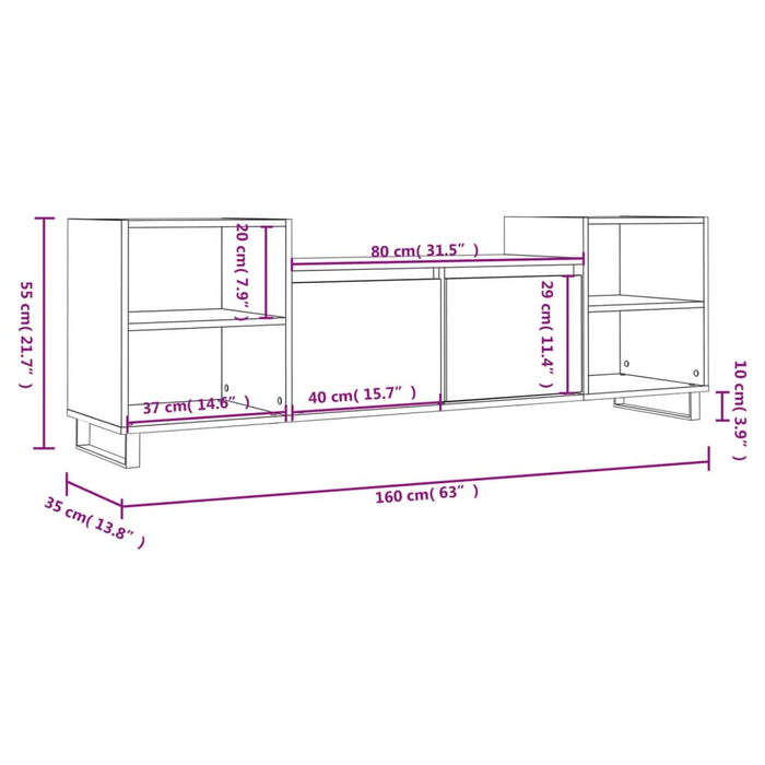 TV-Schrank Braun Eichen-Optik 160x35x55 cm Holzwerkstoff