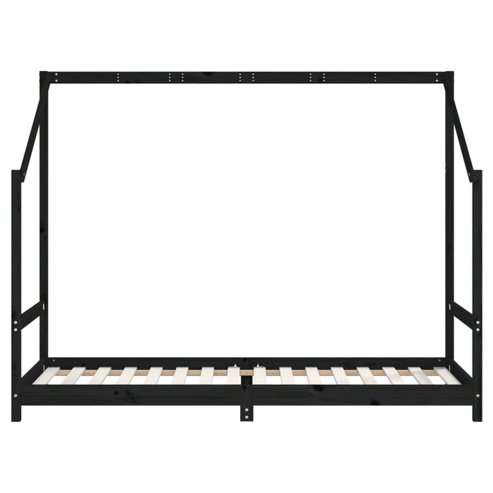 Kinderbett Schwarz 90x200 cm Massivholz Kiefer