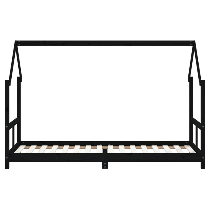Kinderbett Schwarz 80x200 cm Massivholz Kiefer
