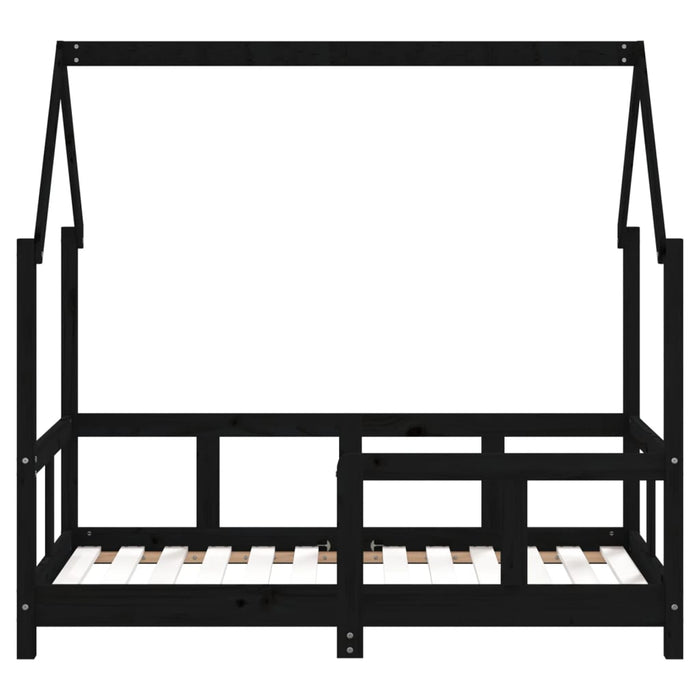 Kinderbett Schwarz 70x140 cm Massivholz Kiefer