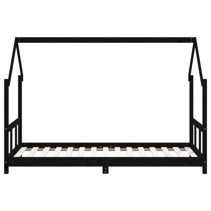 Kinderbett Schwarz 90x190 cm Massivholz Kiefer