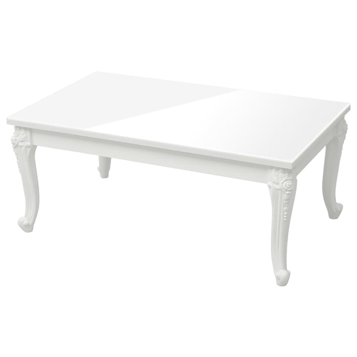 Coffee table high-gloss white 100x50x42 cm made of wood
