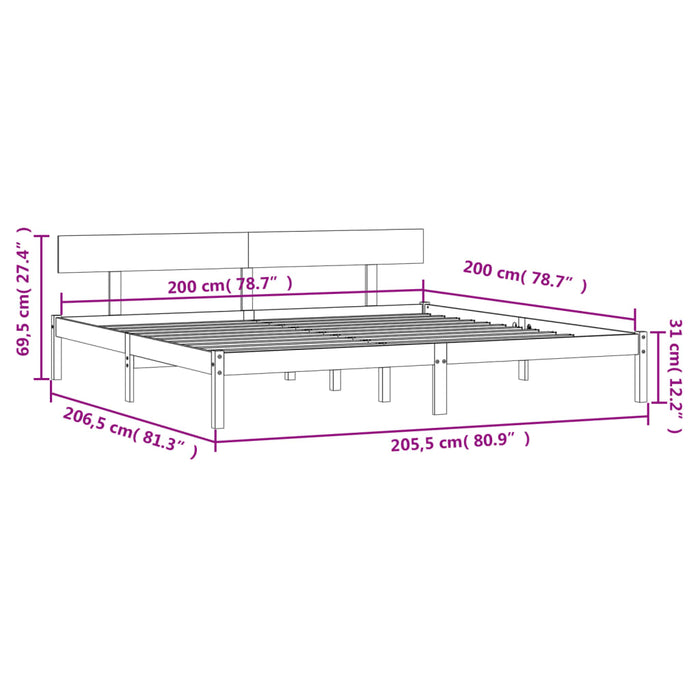 Massivholzbett 200x200 cm Kiefer