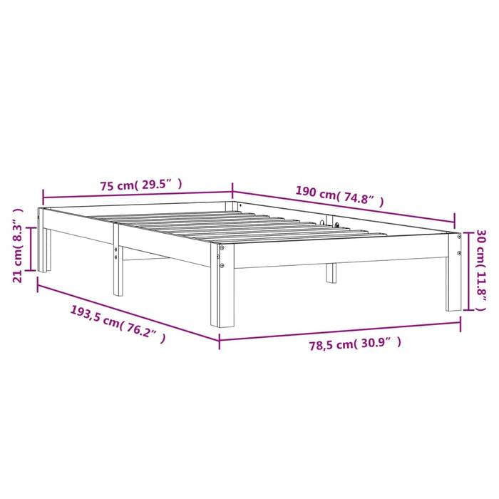 Massivholzbett 75x190 cm Kiefer 2FT6 Small Single