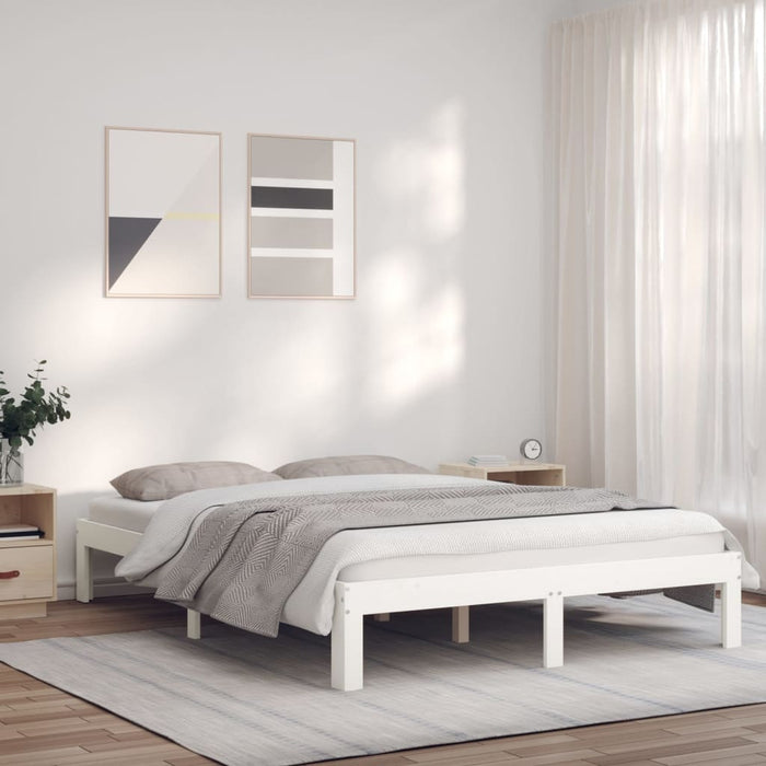 Solid wood bed white 160x200 cm pine