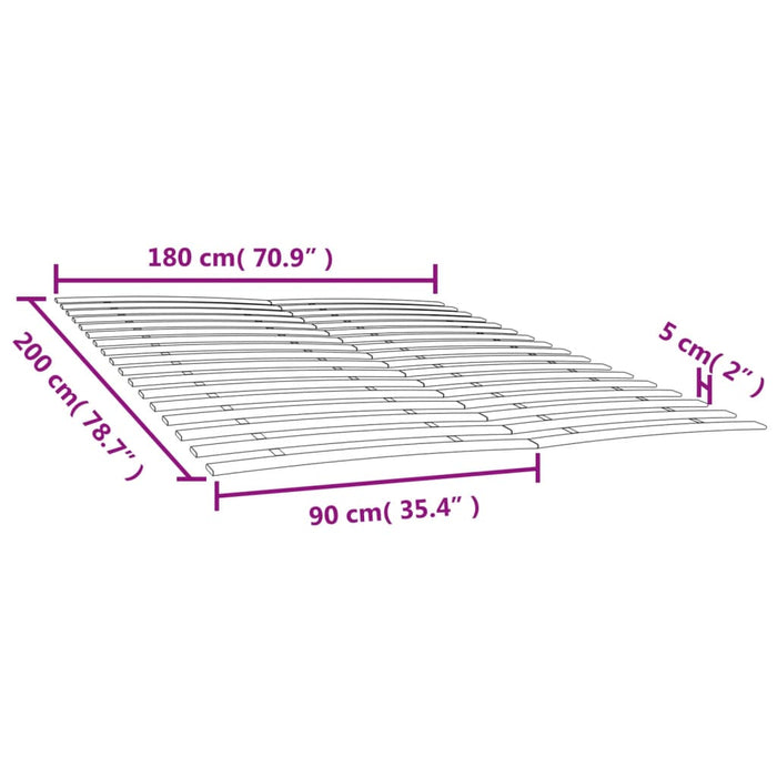 Lattenroste mit 34 Latten 2 Stk. 90x200 cm