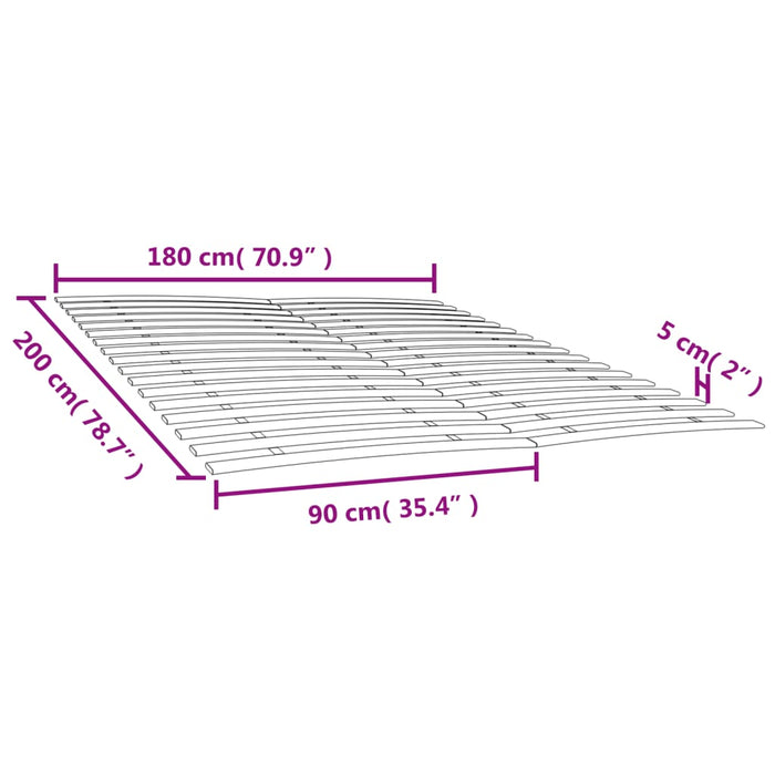 Lattenroste mit 34 Latten 2 Stk. 90x200 cm