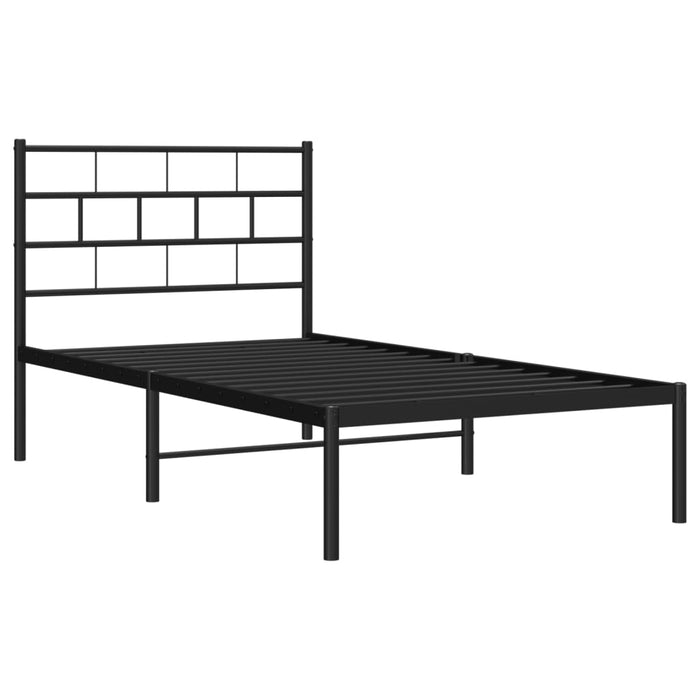 Bettgestell mit Kopfteil Metall Schwarz 100x200 cm
