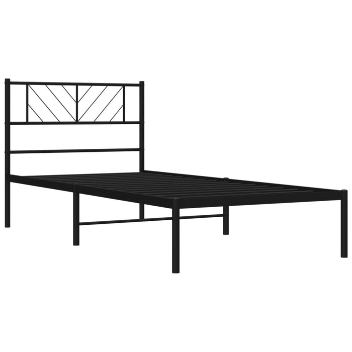 Bettgestell mit Kopfteil Metall Schwarz 90x200 cm