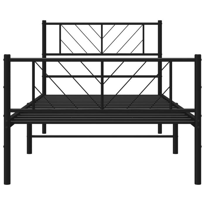 Bettgestell mit Kopf- und Fußteil Metall Schwarz 90x190 cm
