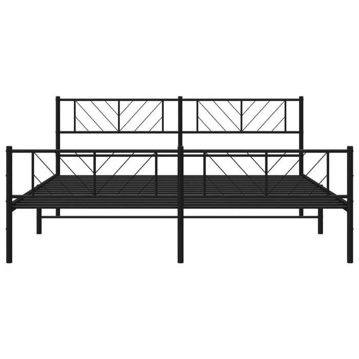 Bettgestell mit Kopf- und Fußteil Metall Schwarz 183x213 cm