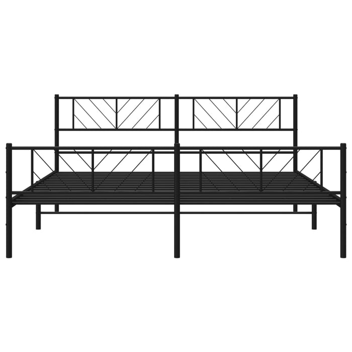 Bettgestell mit Kopf- und Fußteil Metall Schwarz 200x200 cm