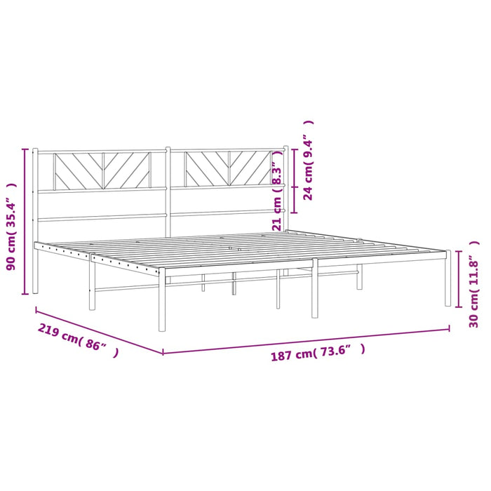 Bettgestell mit Kopfteil Metall Weiß 183x213 cm