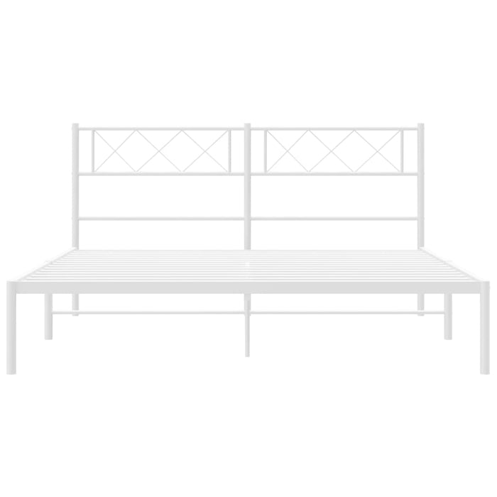 Bettgestell mit Kopfteil Metall Weiß 140x190 cm