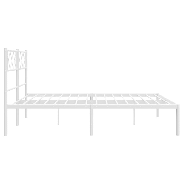 Bettgestell mit Kopfteil Metall Weiß 140x190 cm