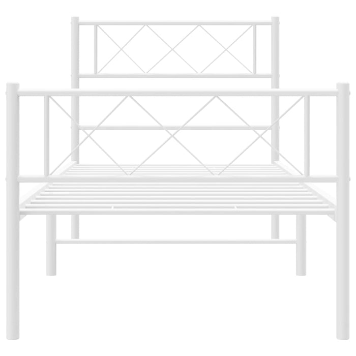 Bettgestell mit Kopf- und Fußteil Metall Weiß 90x200 cm